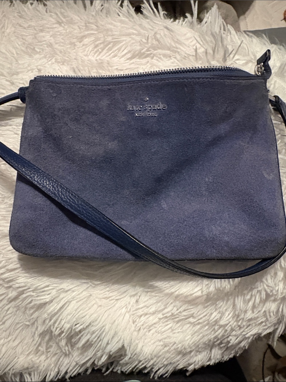 kate spade navy suede crossbody messenger bag